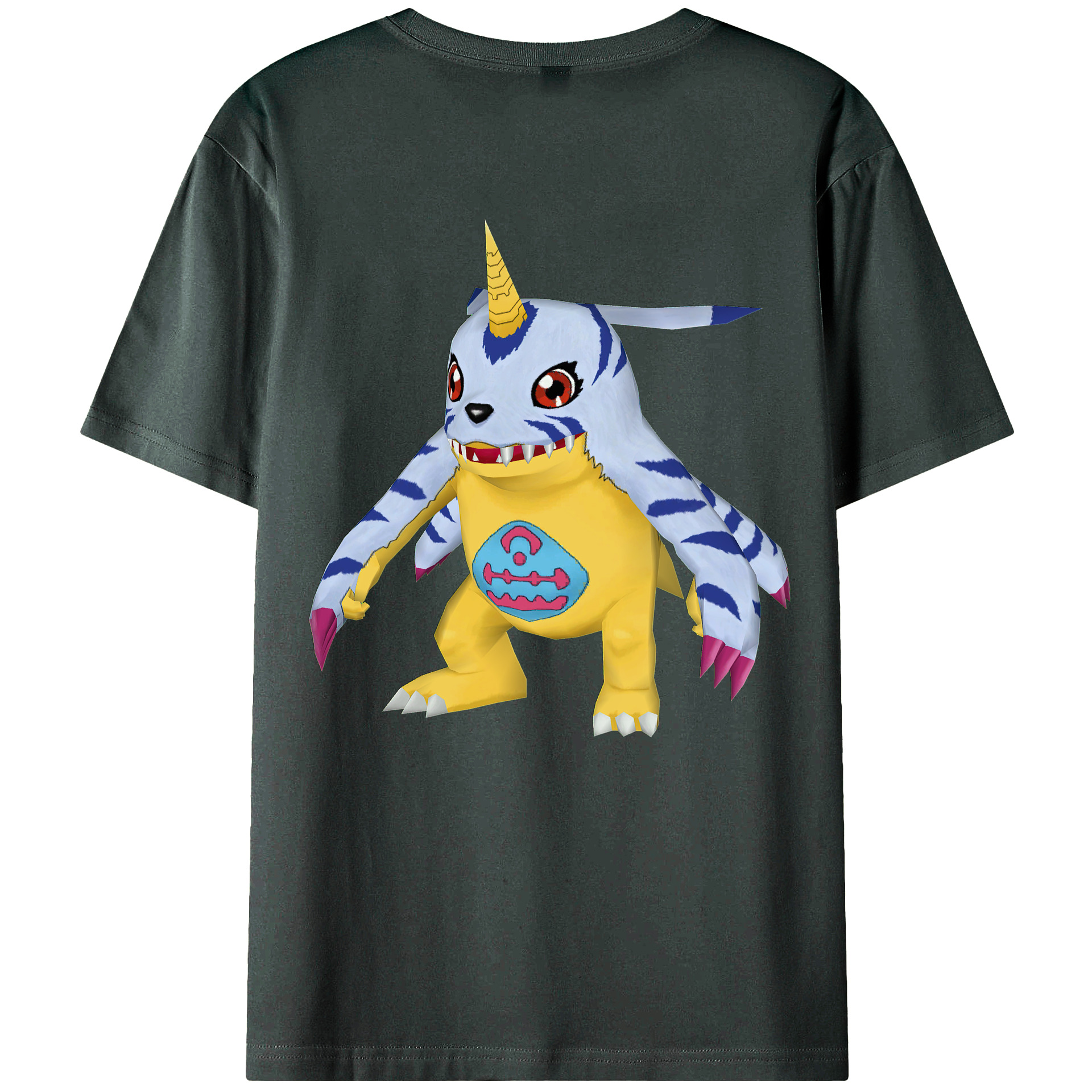 （画像用） Digimon デジタルモンスター/デジモン 綿100％ メンズ半袖Tシャツ（バックプリント） 通気性